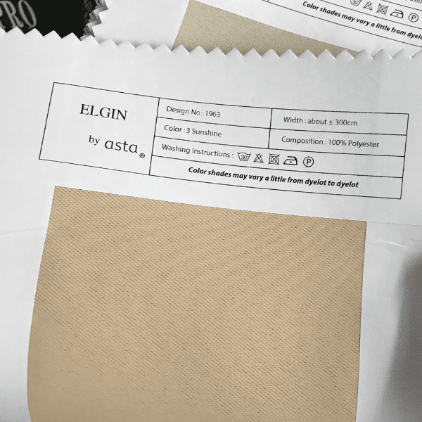dimout night curtain fabric label